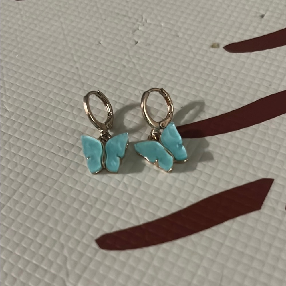 Elegant Blue Butterfly Earrings